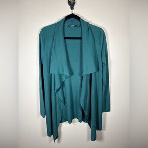 Lauren Ralph Lauren Green Waterfall Cardigan Large Wool